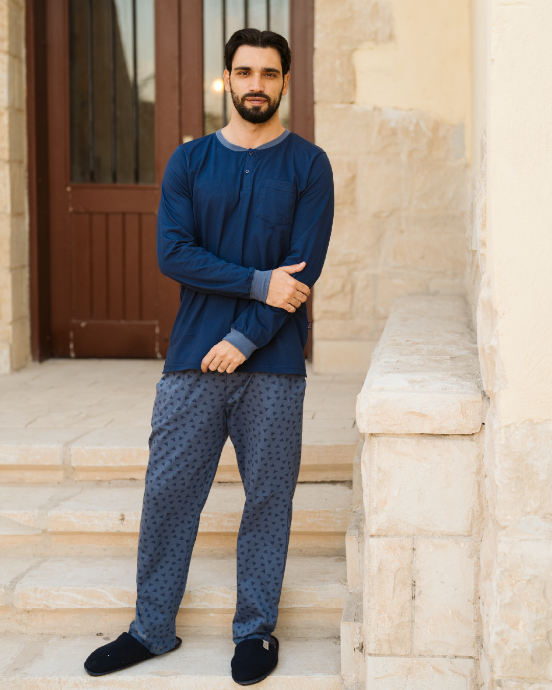 Triangles بيجاما رجالي بكم و بنطلون