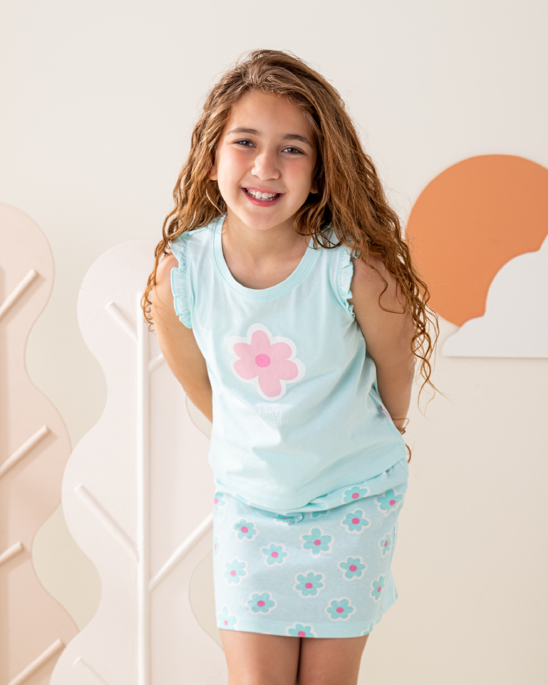 طقم جيبة بناتي قطن ورود