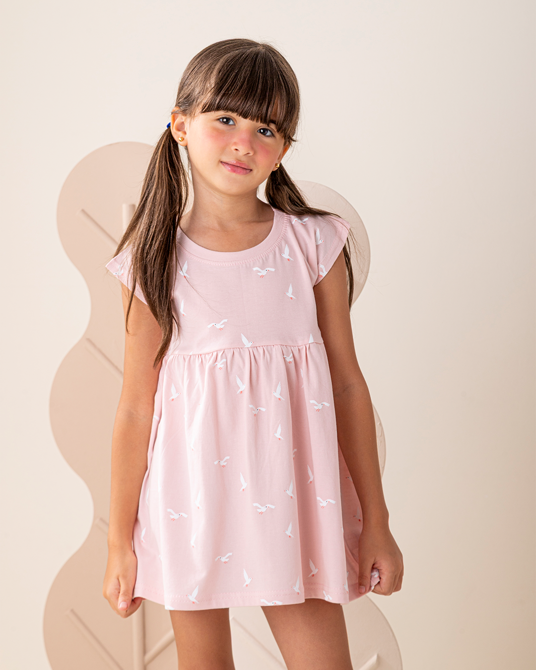 فستان قطن كتف ساقط طيور