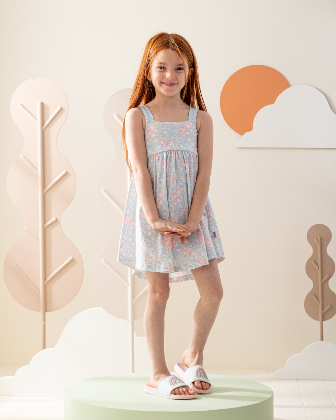 فستان حمالة قطن قوس قزح