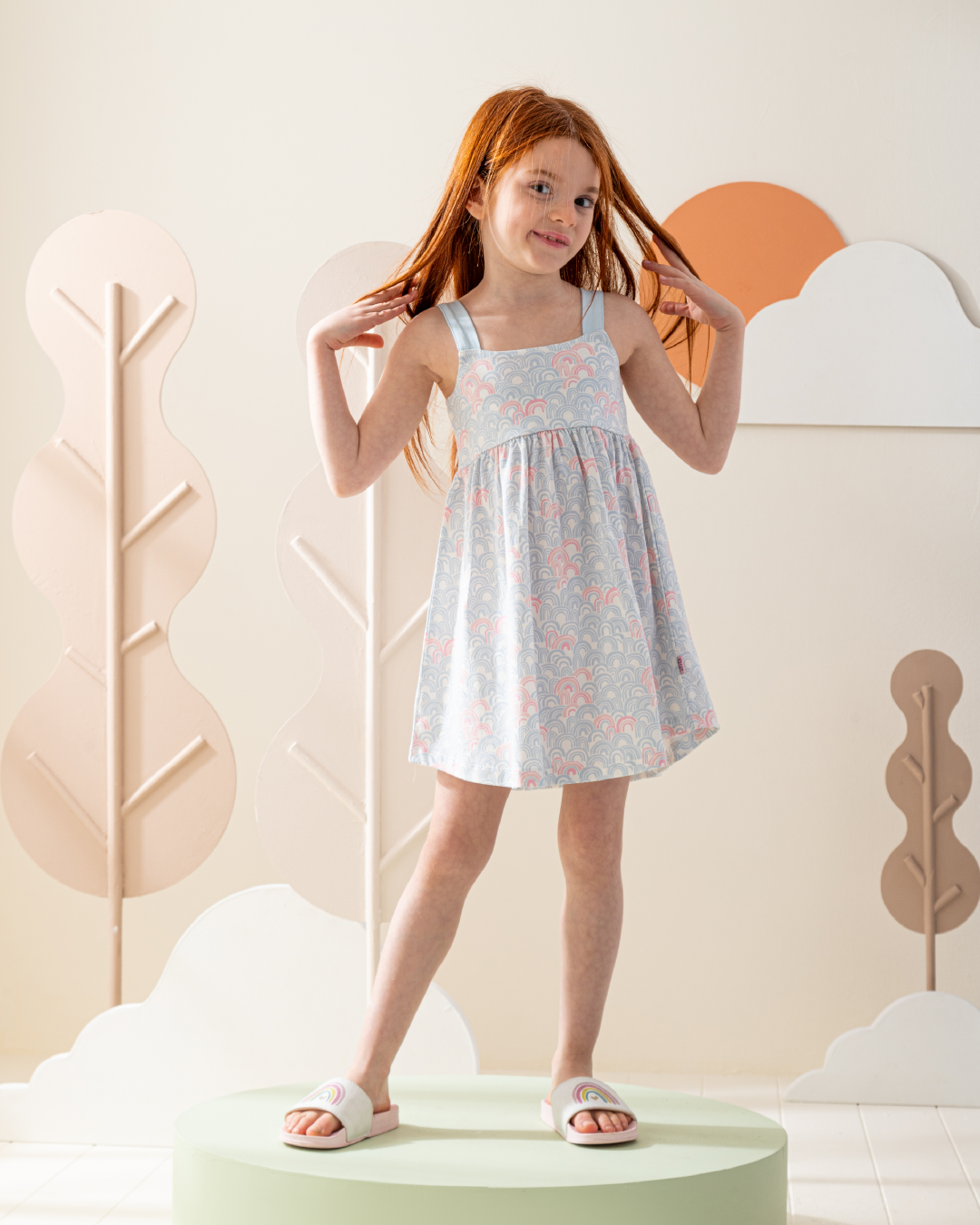 فستان حمالة قطن قوس قزح