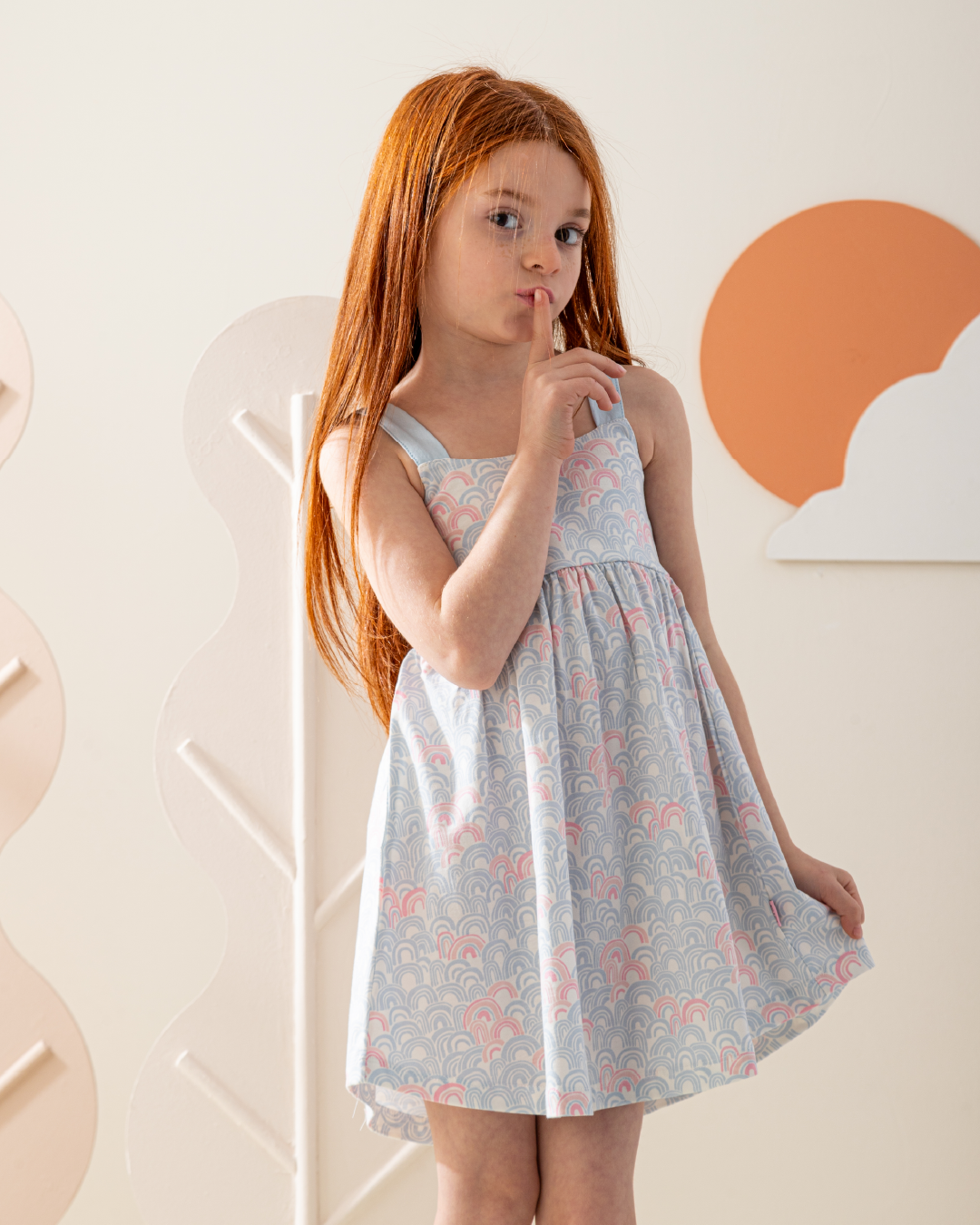 فستان حمالة قطن قوس قزح