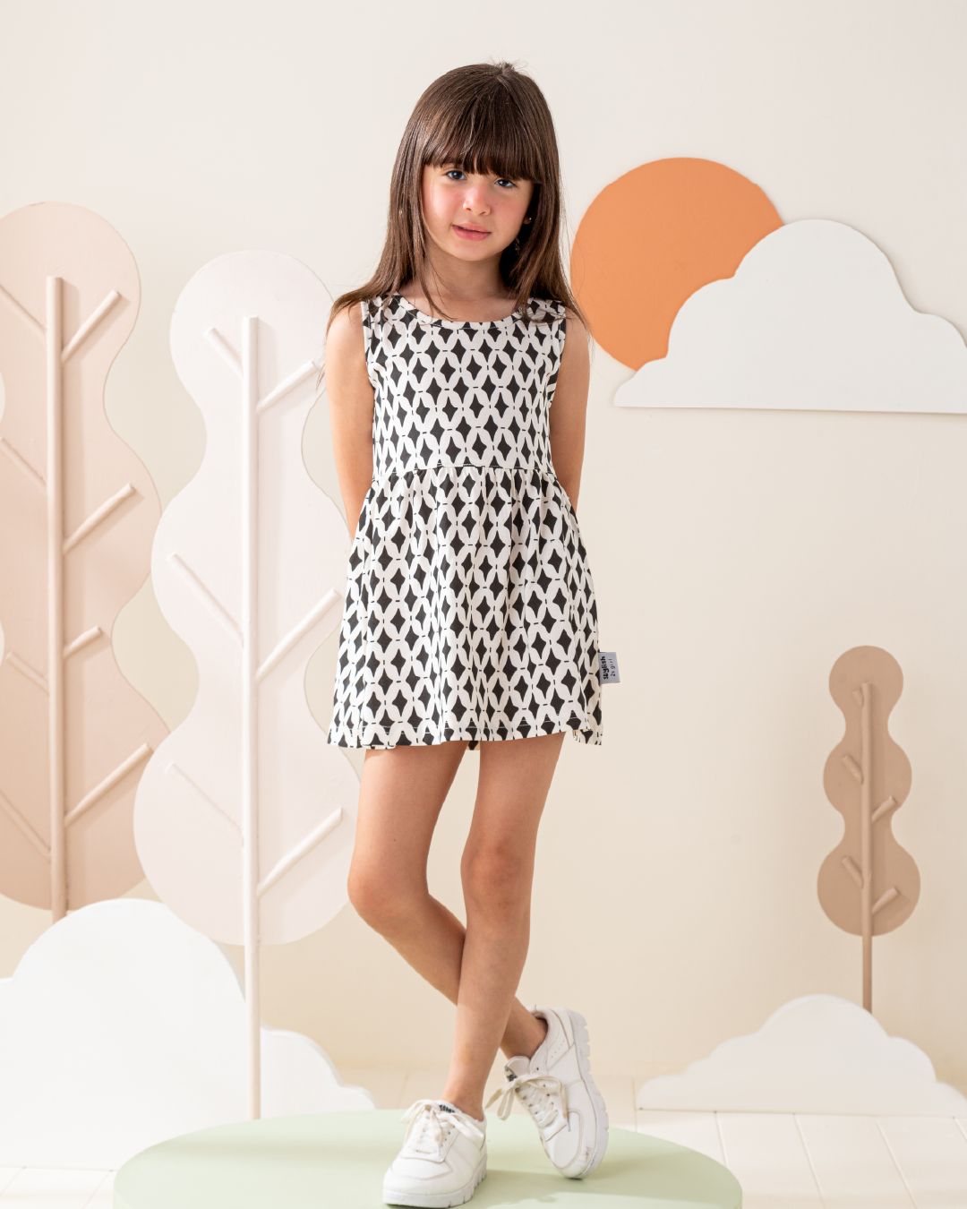 فستان حمالة عريضة قطن اشكال هندسيه