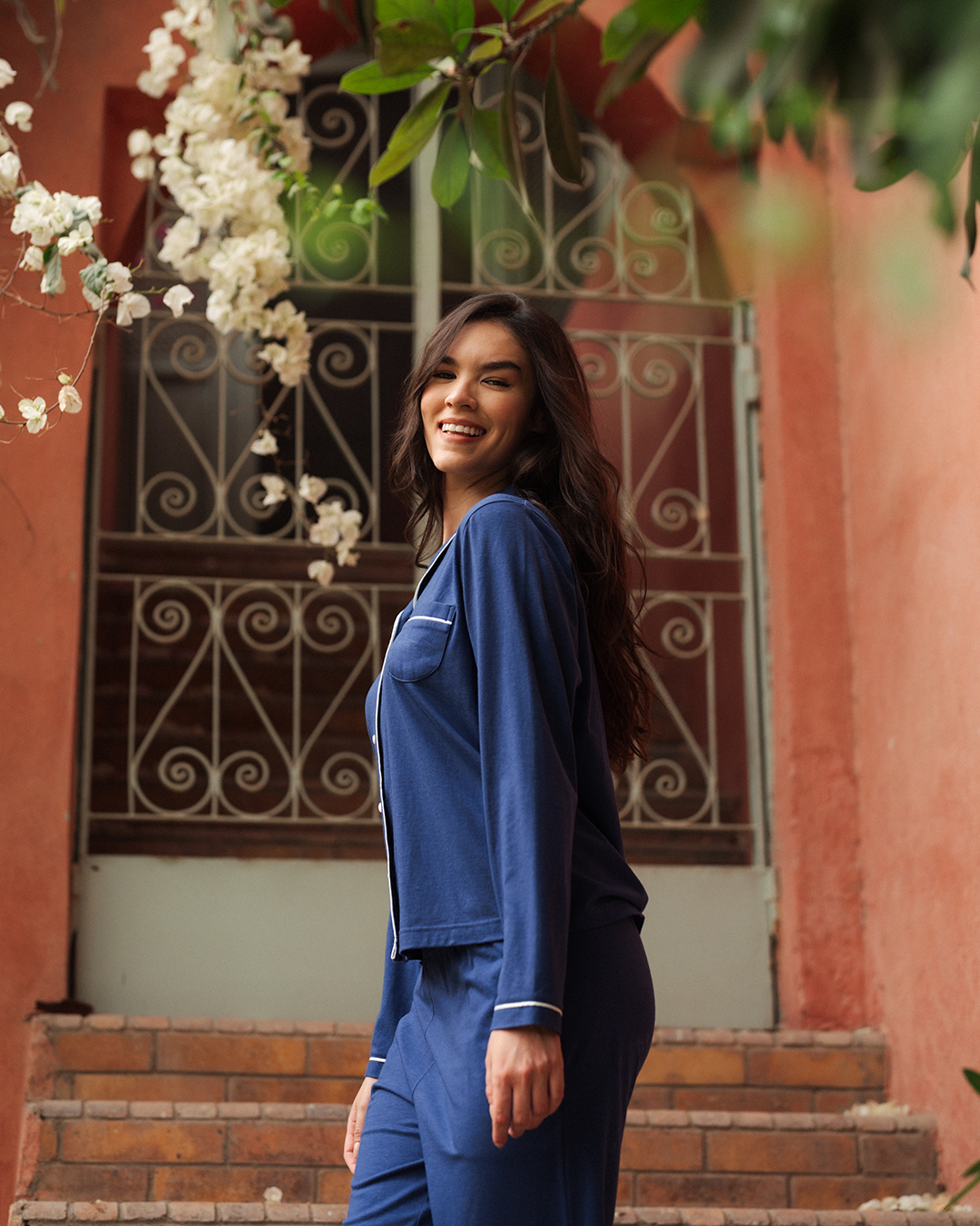 Harimi pajamas open with a long sleeve and trousers