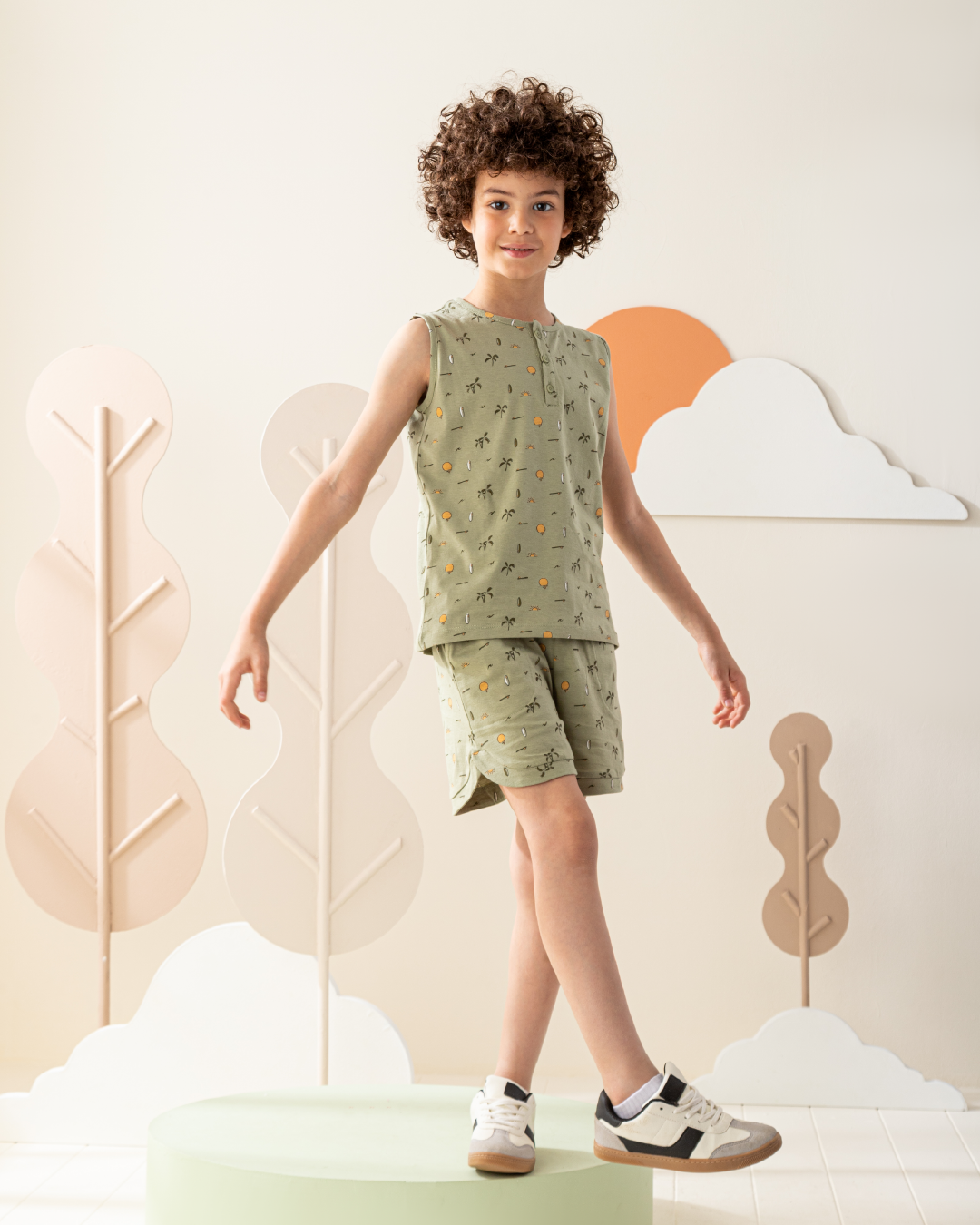 بيجاما شورت قطن الشمس و اشجار النخيل