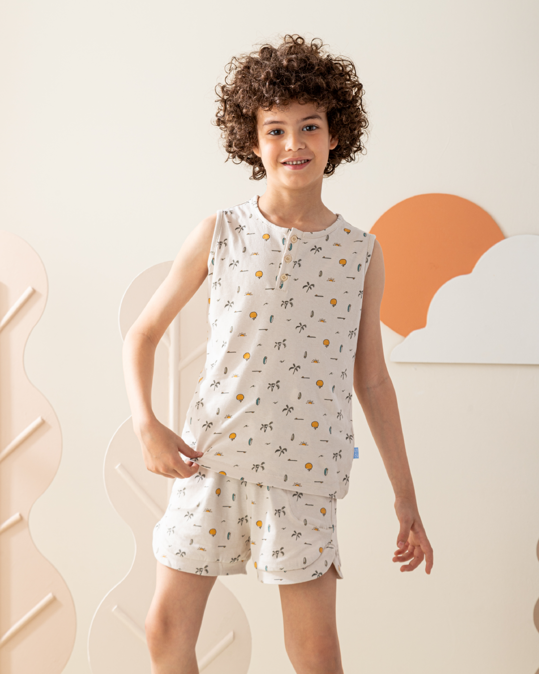 بيجاما شورت قطن الشمس و اشجار النخيل