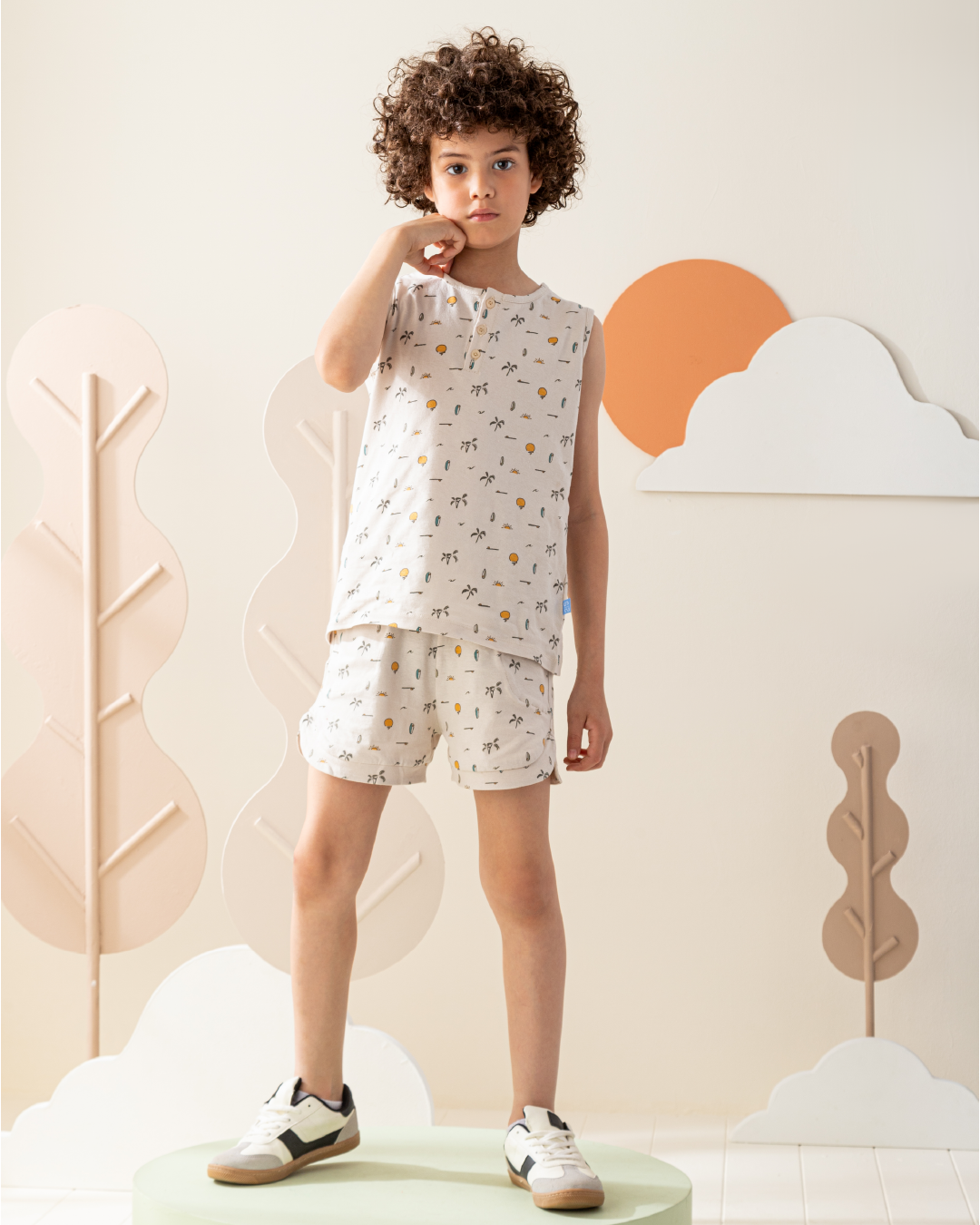 بيجاما شورت قطن الشمس و اشجار النخيل