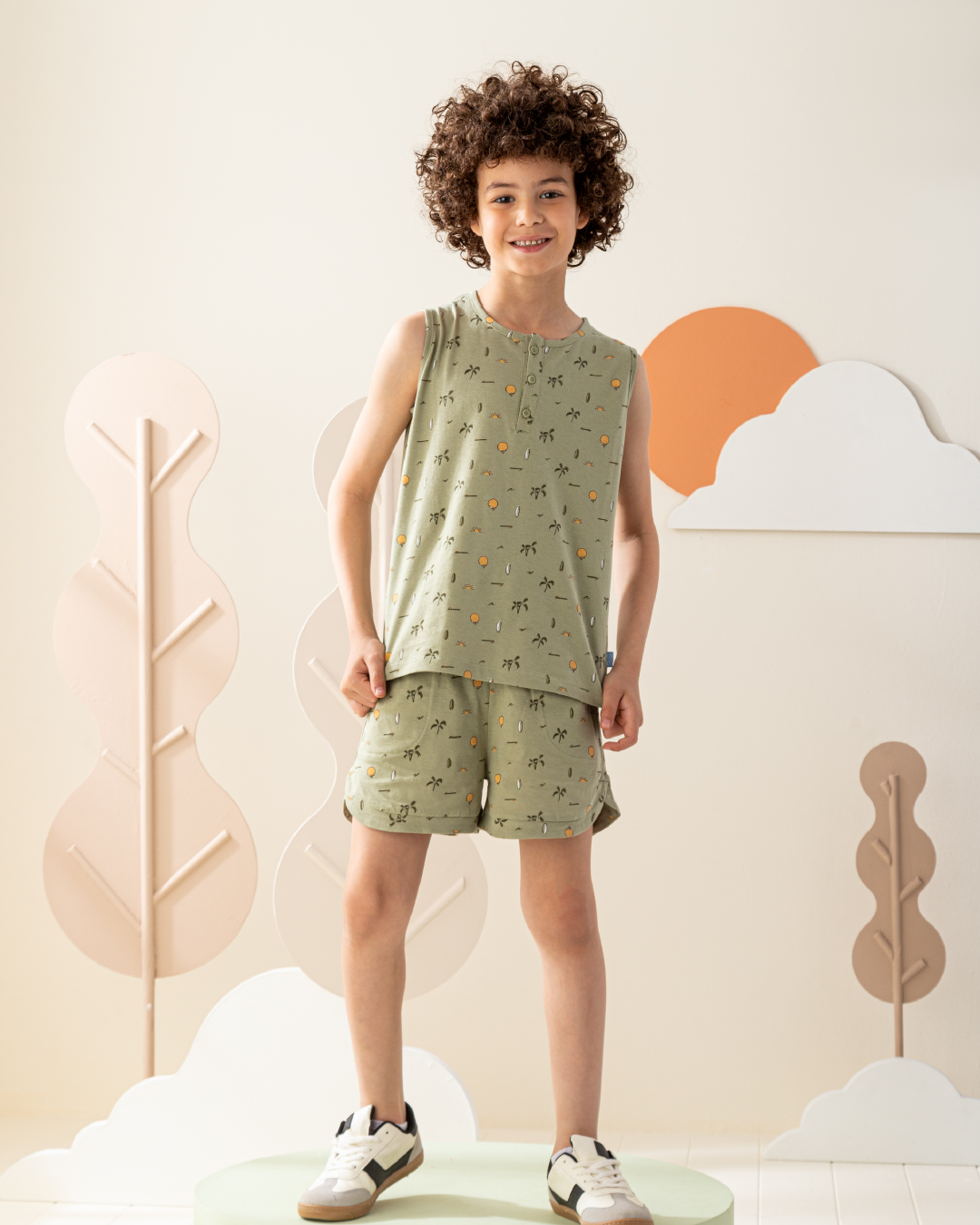 بيجاما شورت قطن الشمس و اشجار النخيل