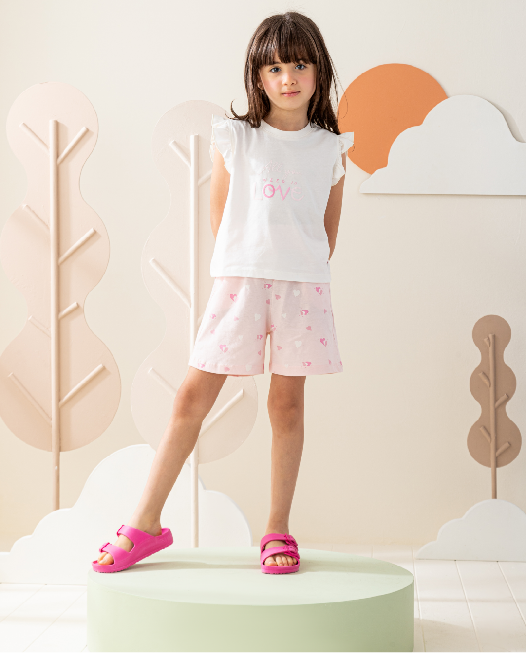 بيجاما شورت قطن طباعه قلوب