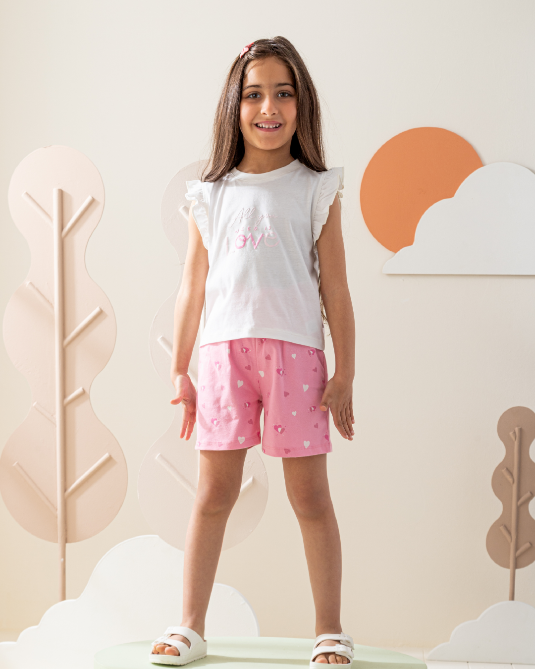 بيجاما شورت قطن طباعه قلوب