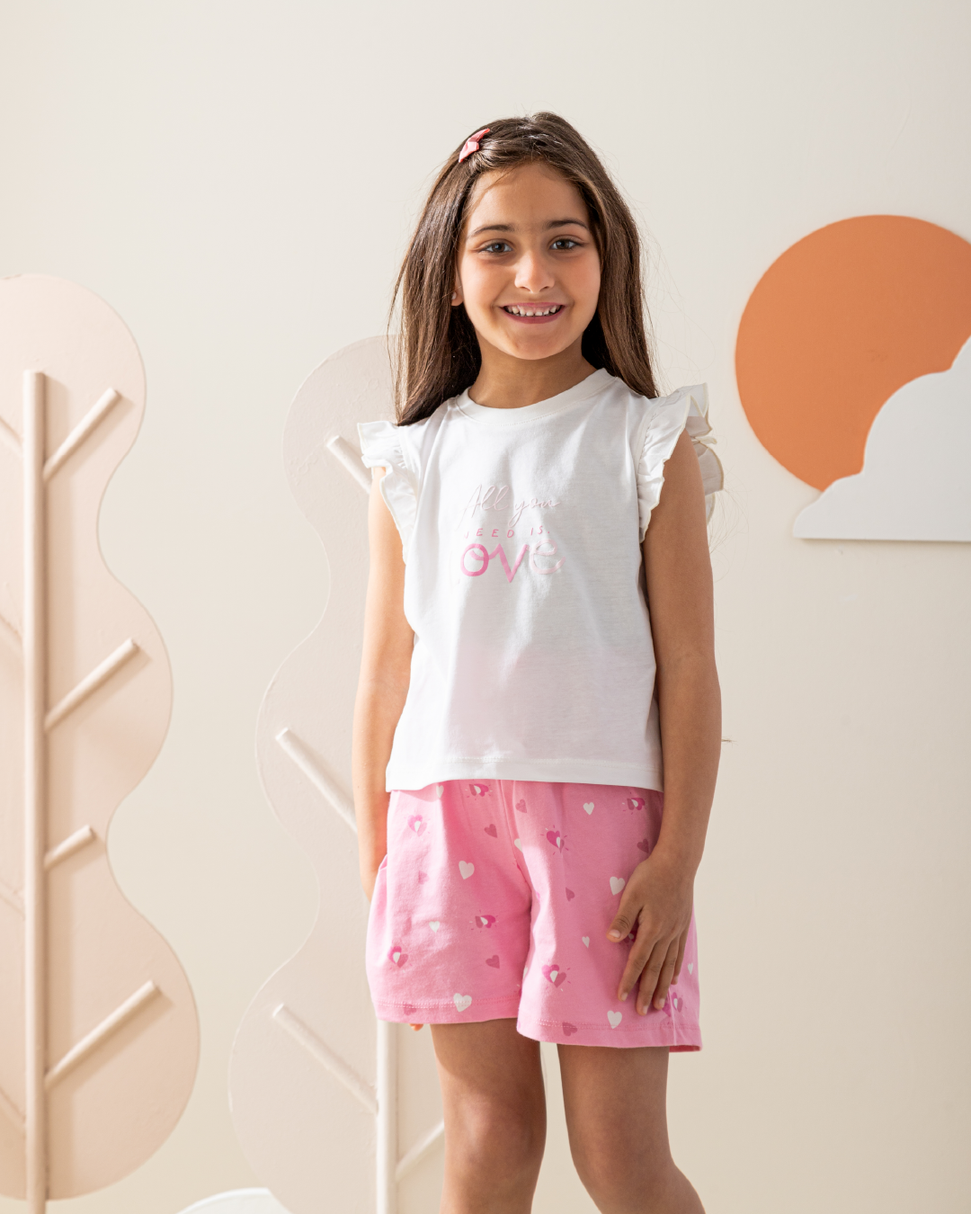 بيجاما شورت قطن طباعه قلوب