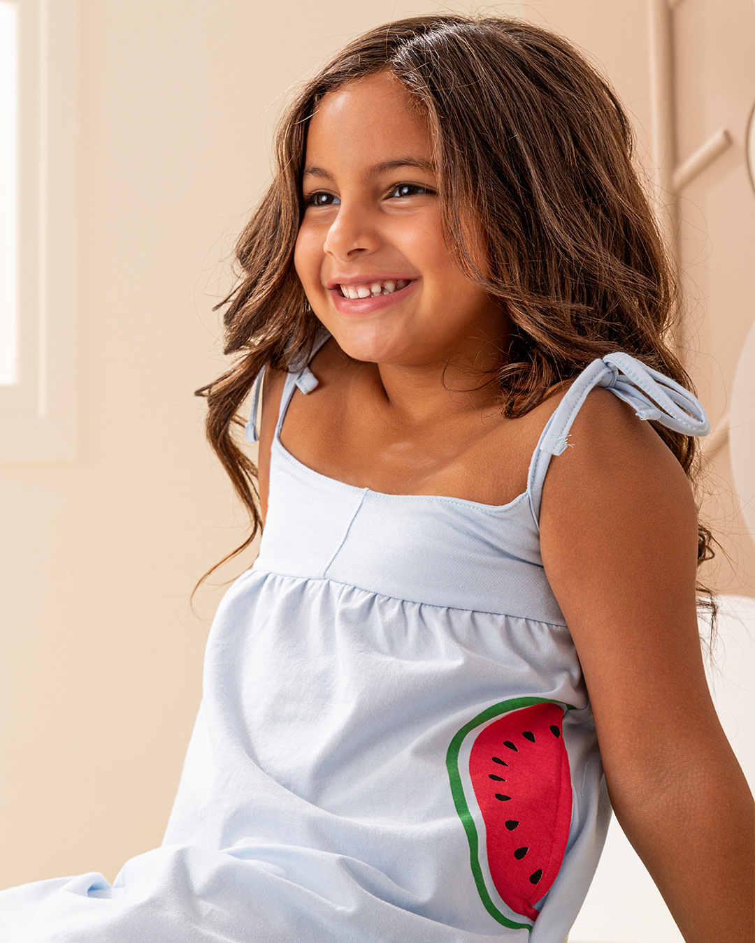 فستان قطن ليكرا حمالة جيب على شكل بطيخ