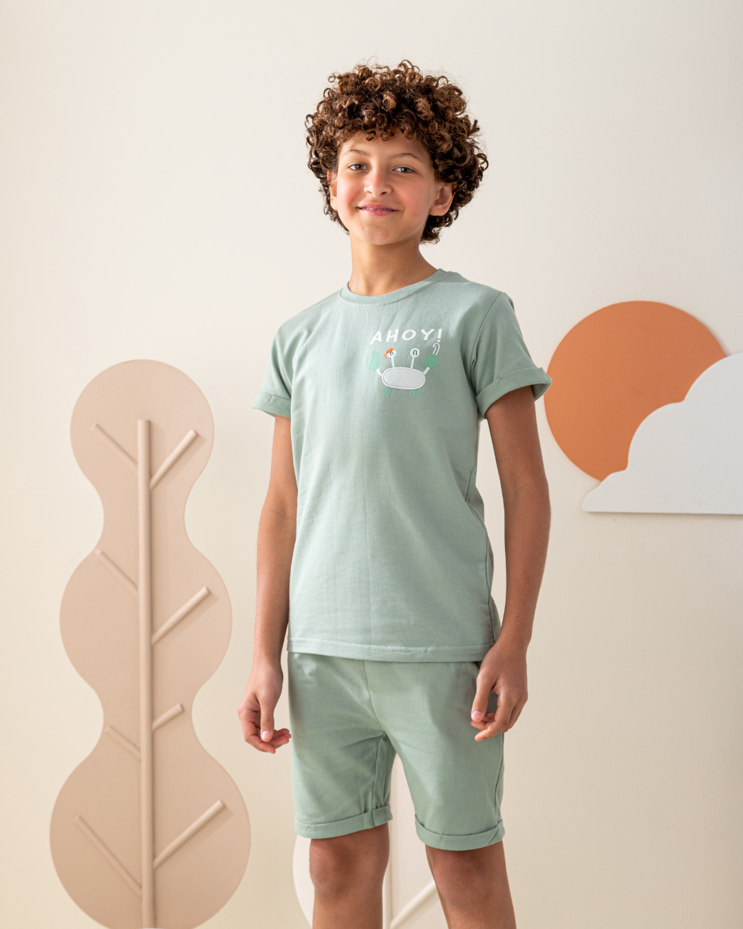 بيجاما شورت سمر ميلتون مع طباعه صغيره على التوب و الشورت