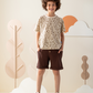 بيجاما شورت جاكارد و توب نص كم مع طباعه بوهو