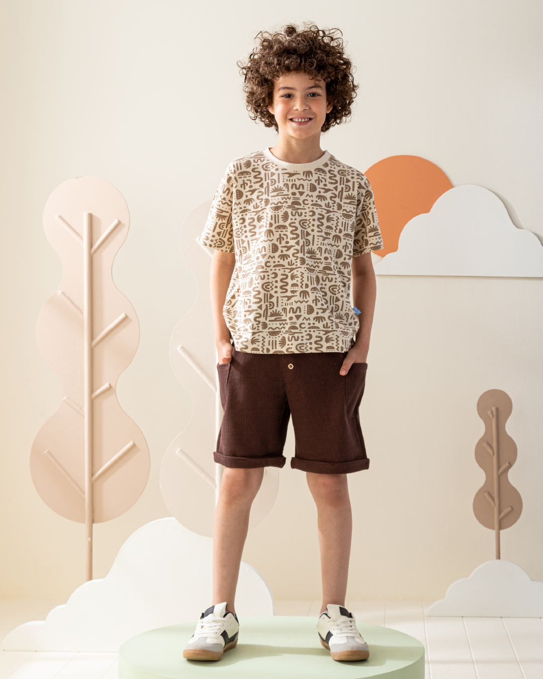 بيجاما شورت جاكارد و توب نص كم مع طباعه بوهو