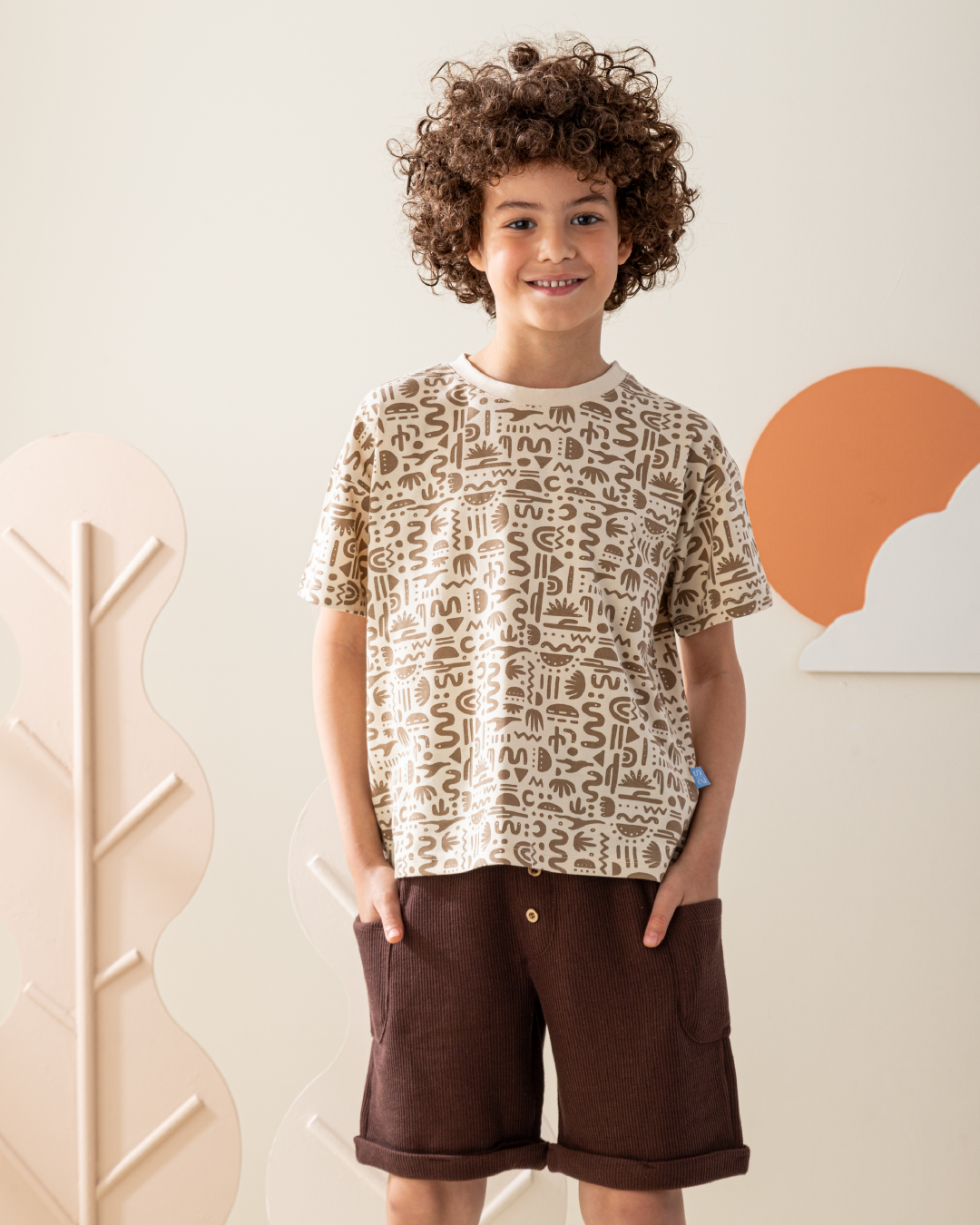 بيجاما شورت جاكارد و توب نص كم مع طباعه بوهو