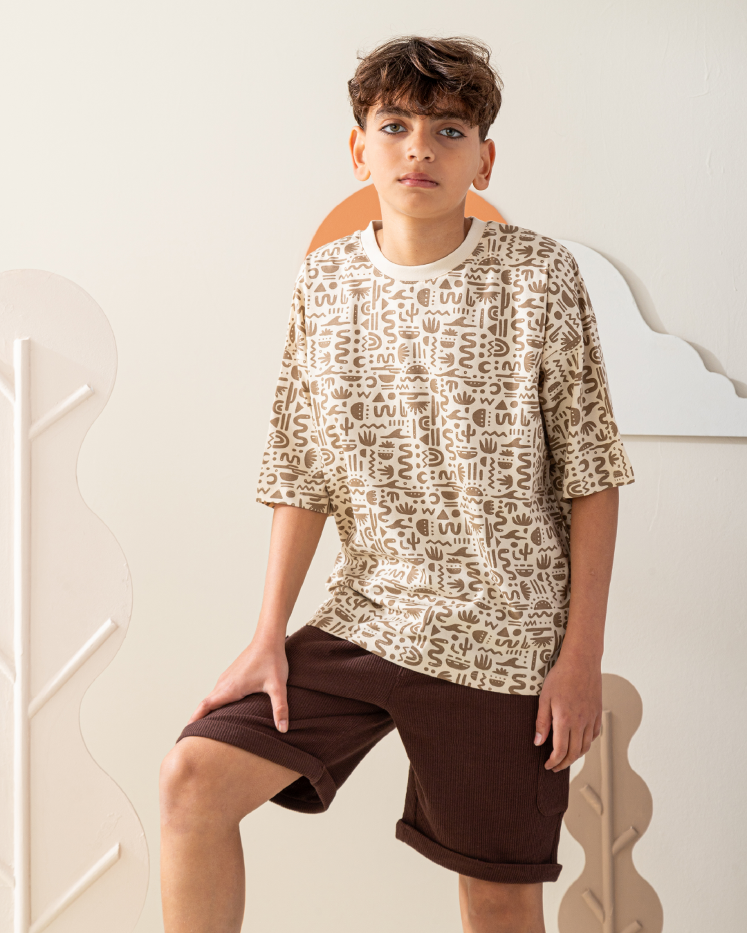 بيجاما شورت جاكارد و توب نص كم مع طباعه بوهو