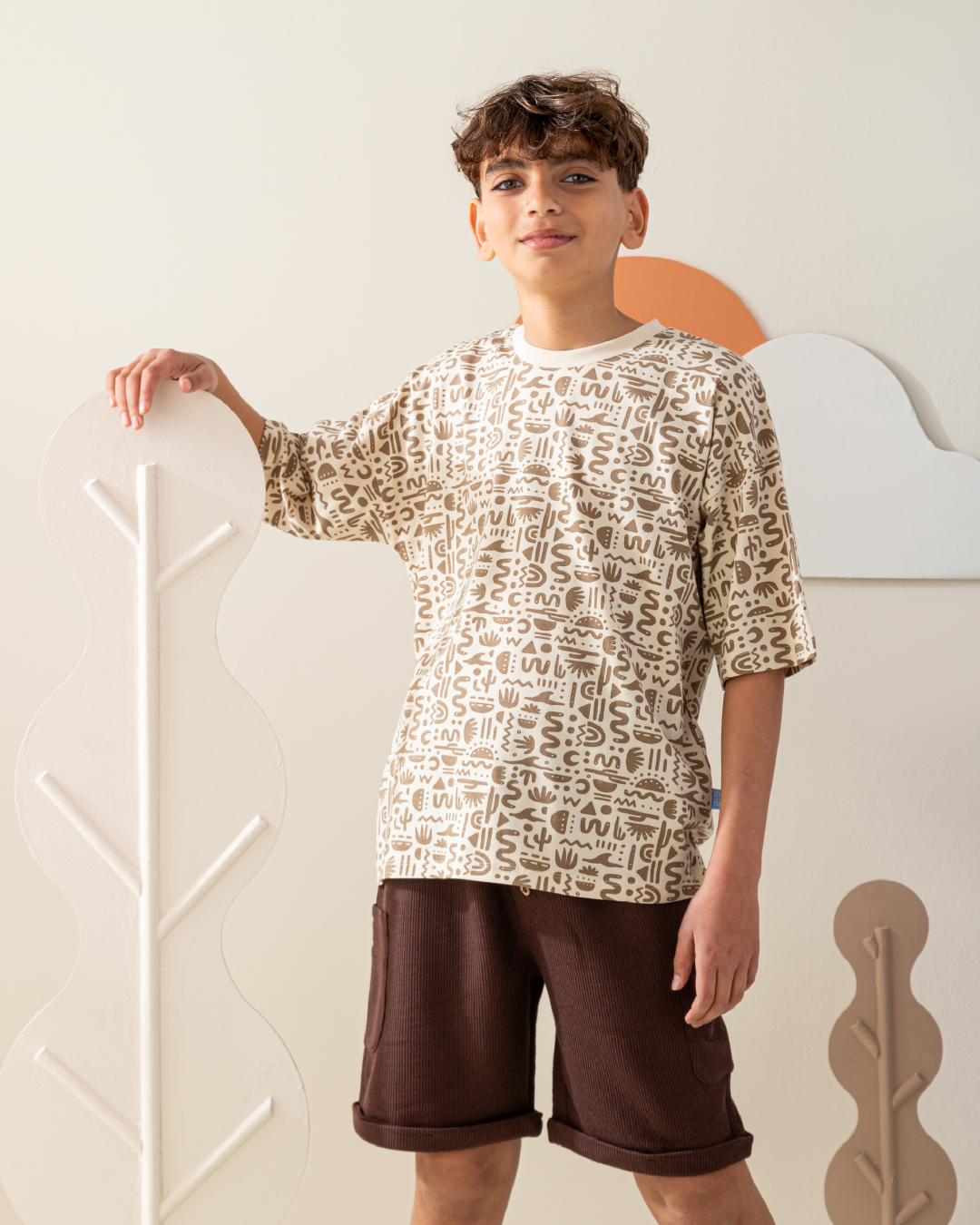 بيجاما شورت جاكارد و توب نص كم مع طباعه بوهو