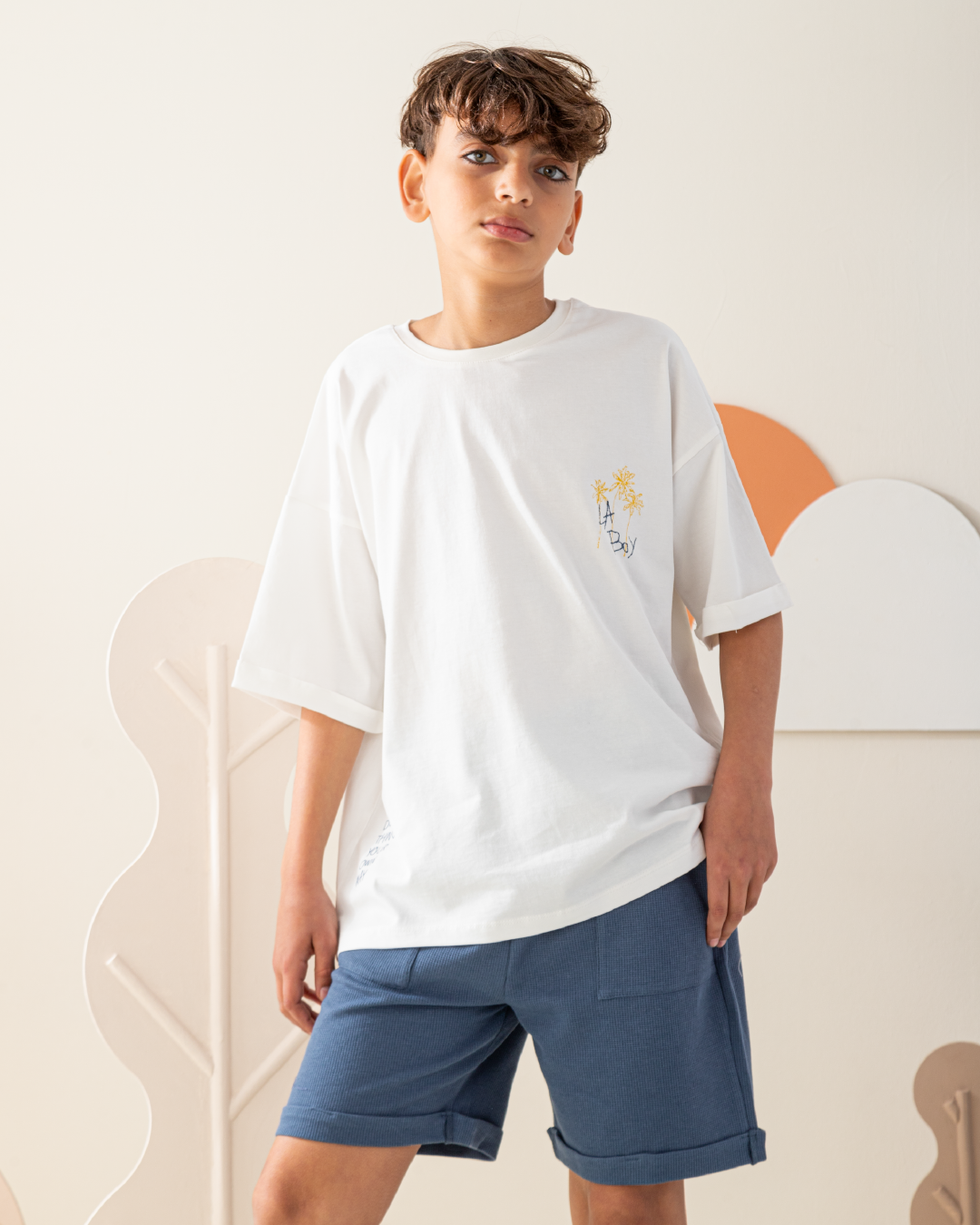 بيجاما شورت جاكارد و توب نص كم مع طباعه على الظهر