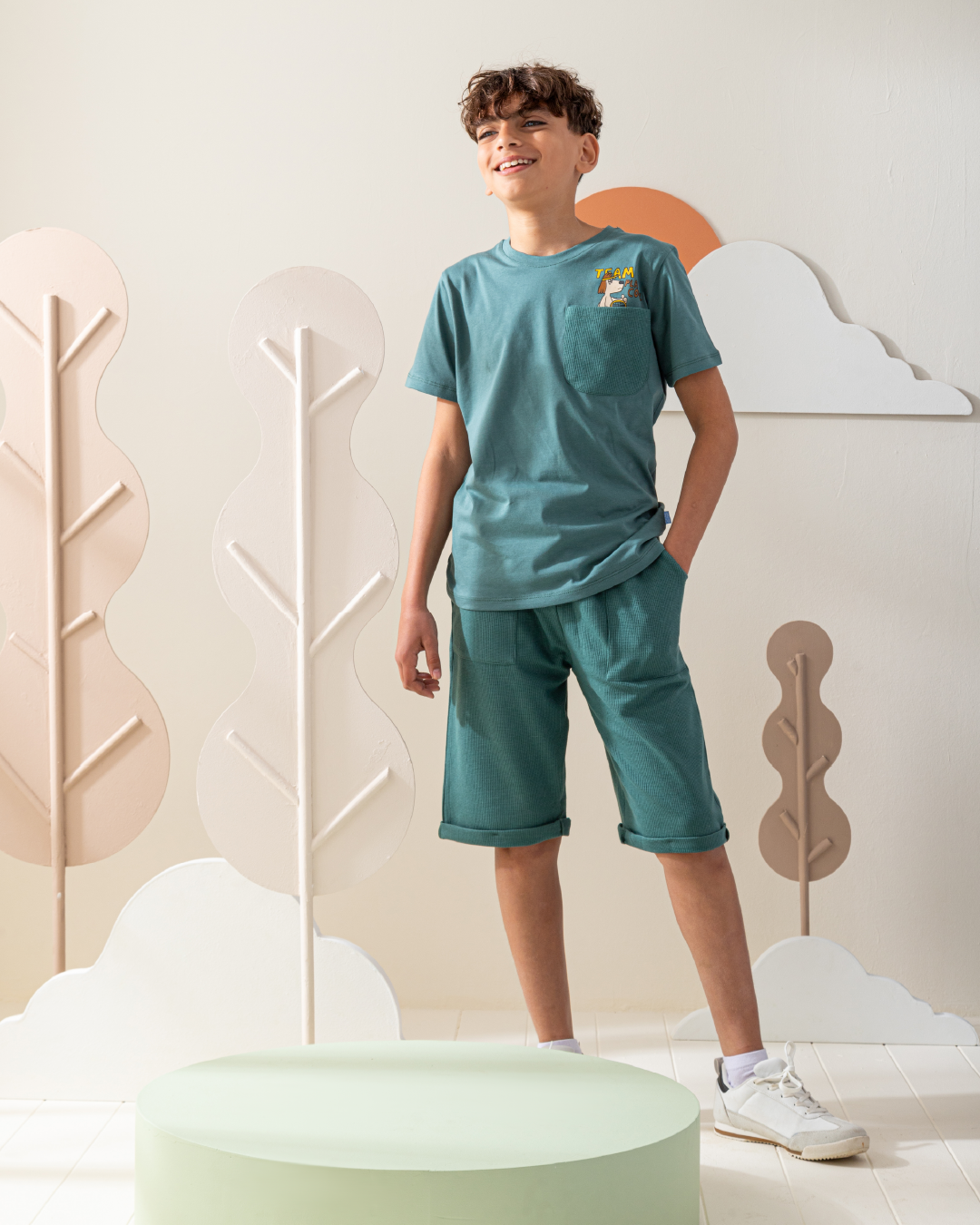 بيجاما بنتاكور جاكارد مع طباعه عند الجيب