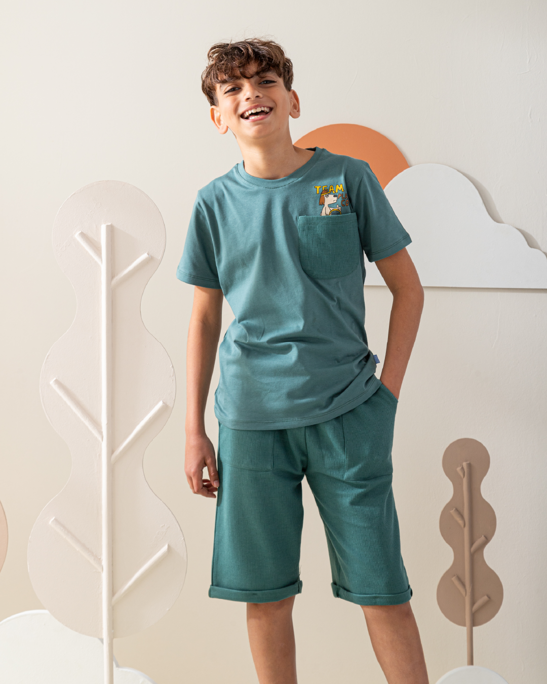 بيجاما بنتاكور جاكارد مع طباعه عند الجيب