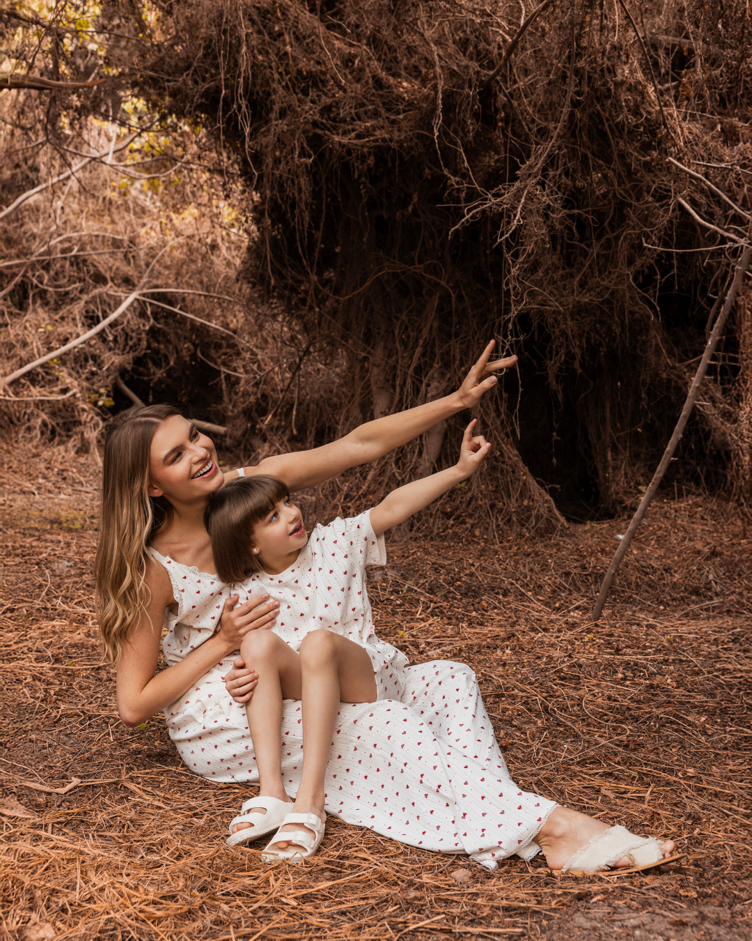 Mini hearts Pajama Pants and strap top Pointelle