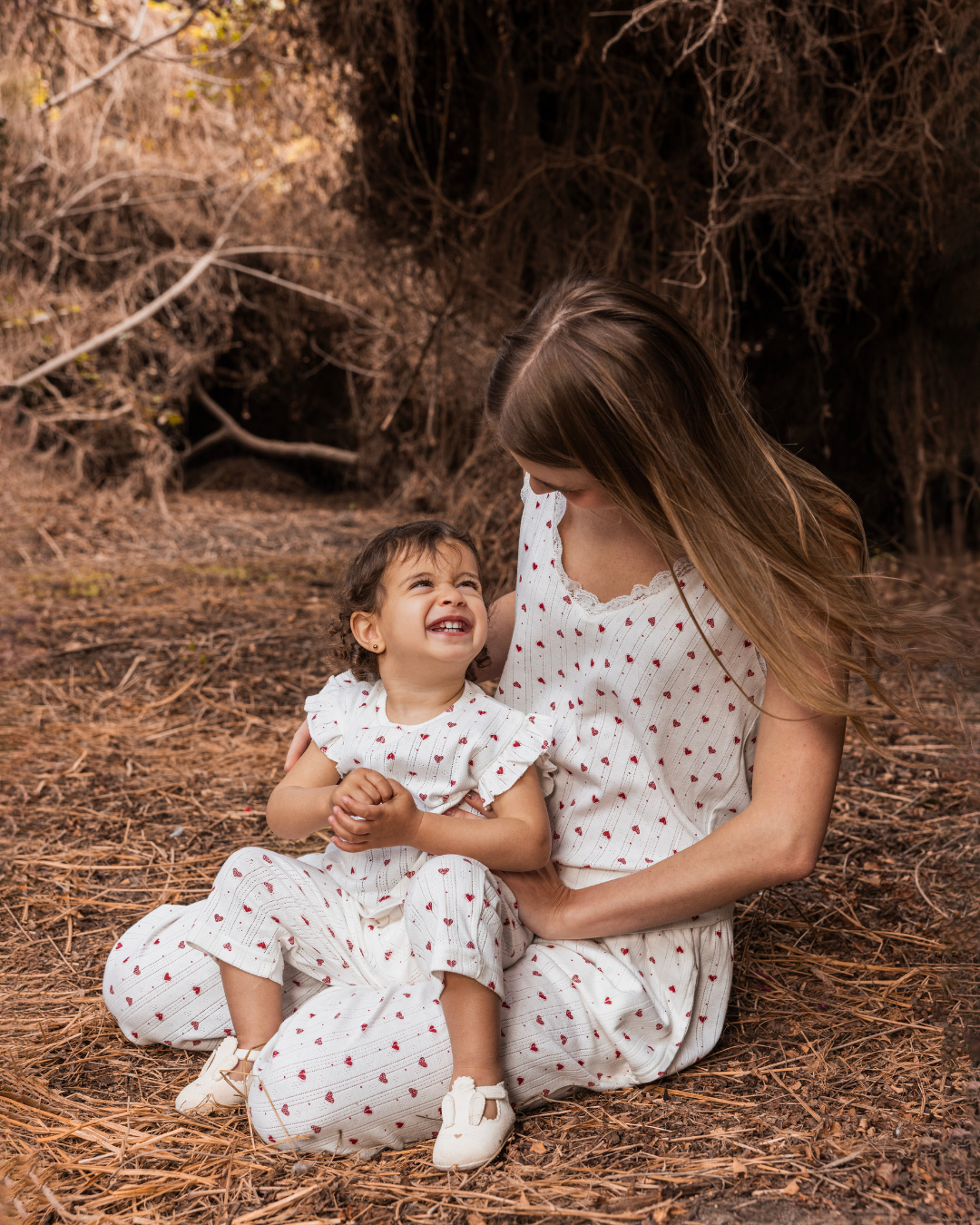 Mini hearts baby بيجاما بيبي بناتي كم رافل و بنطلون