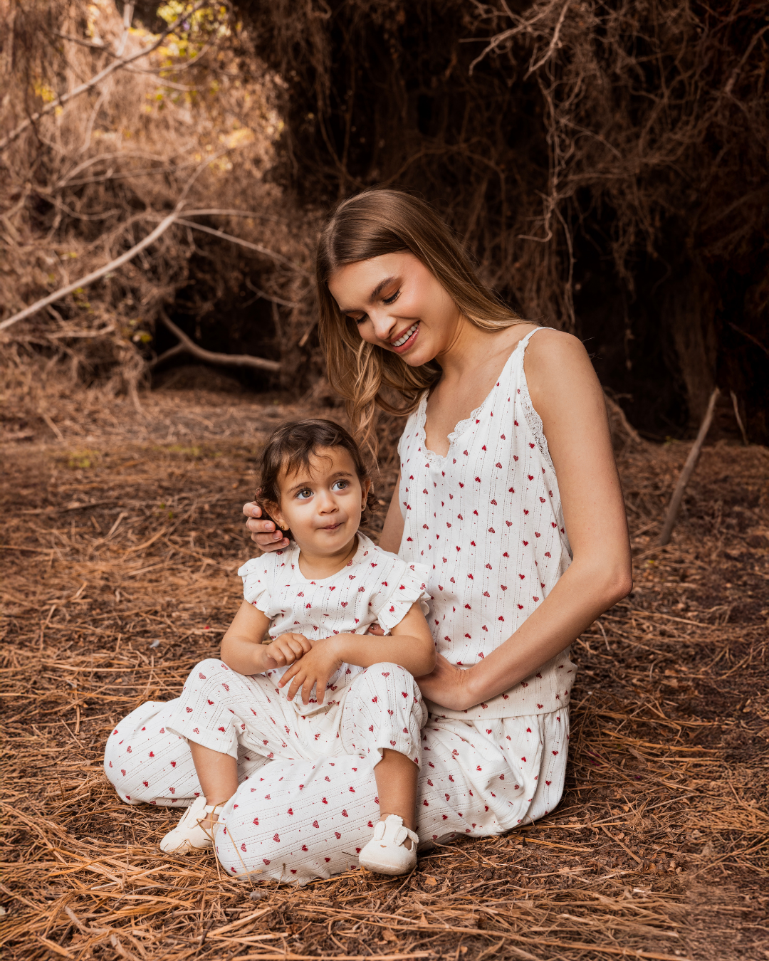 Mini hearts baby بيجاما بيبي بناتي كم رافل و بنطلون