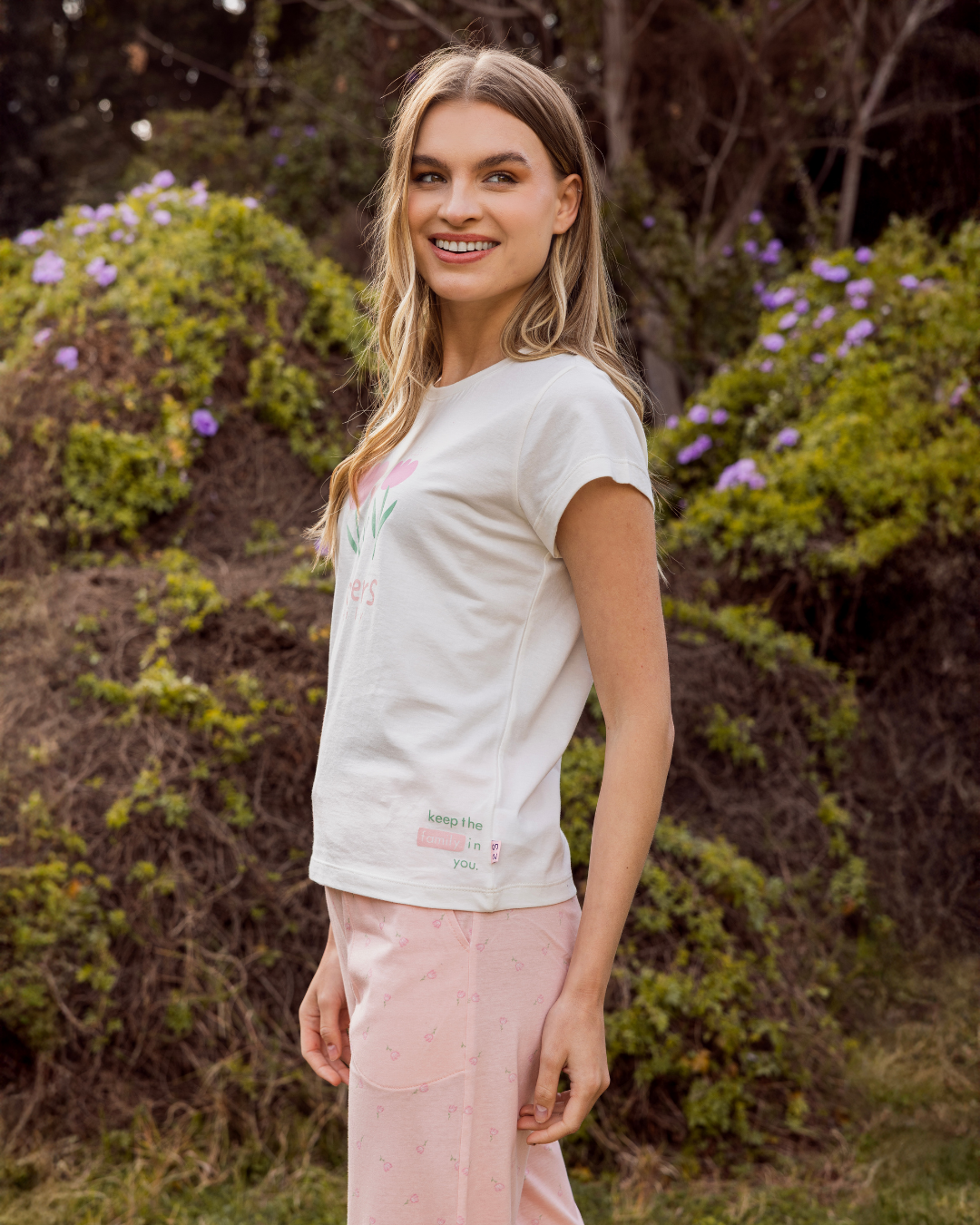 بيجاما بنطلون ورود صغيره قطن