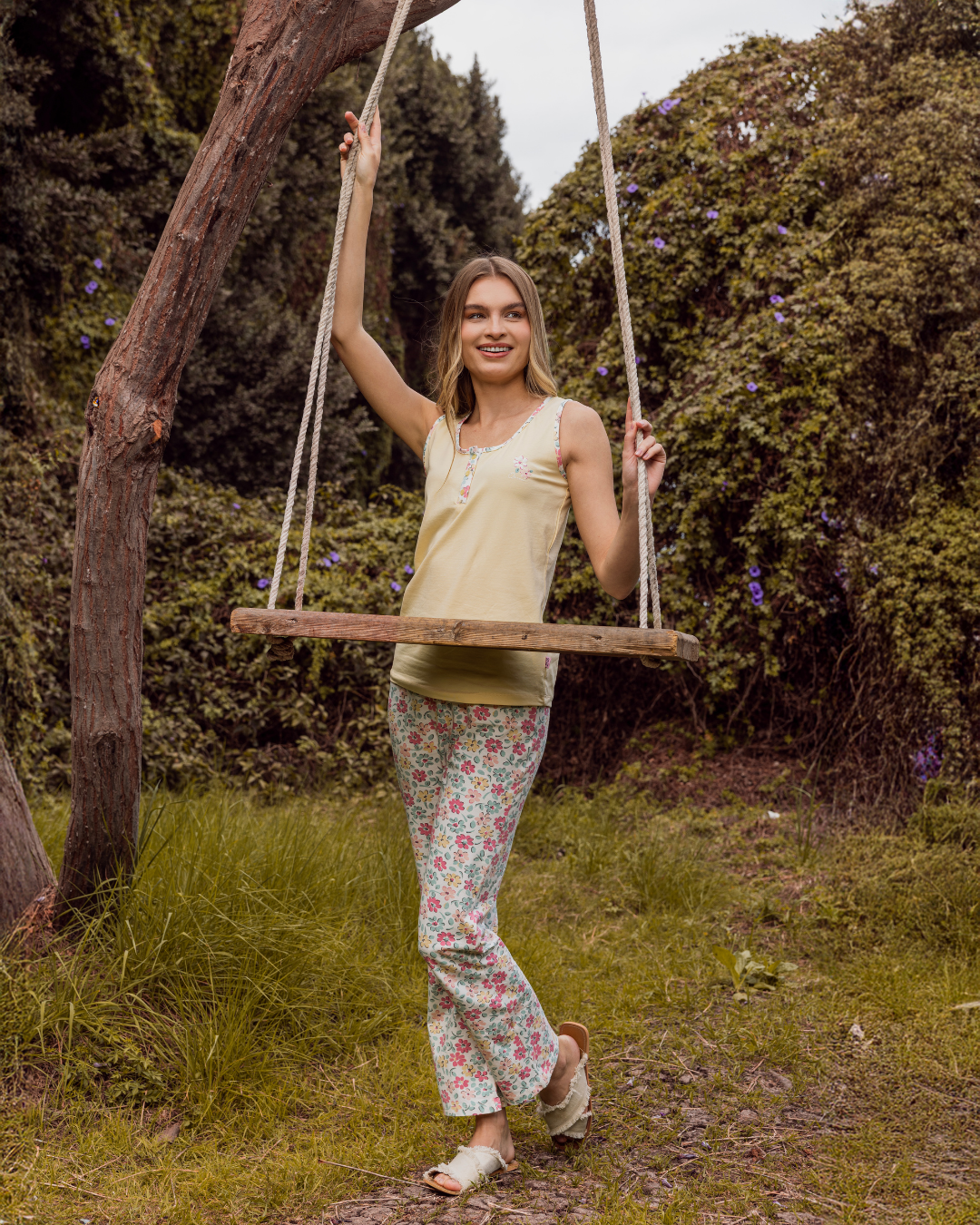 بيجاما  قطن ليكرا ورود