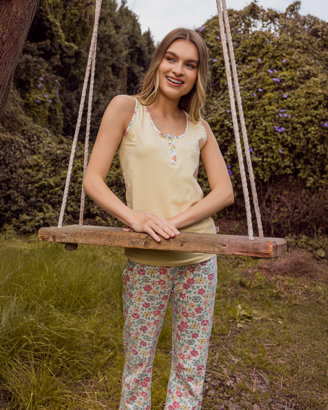 بيجاما  قطن ليكرا ورود