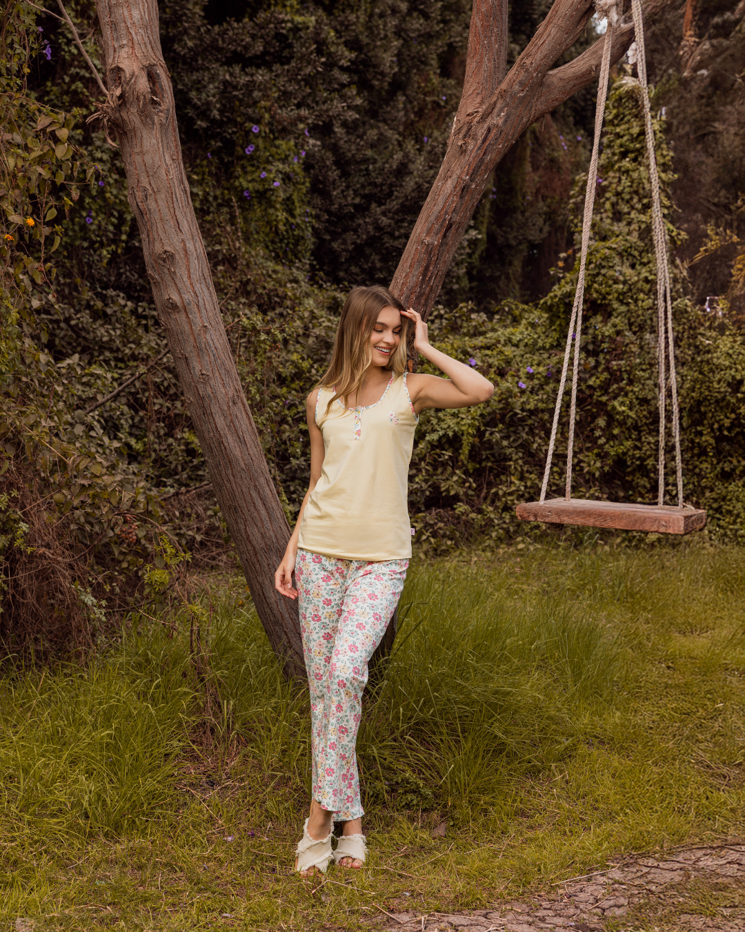 بيجاما  قطن ليكرا ورود