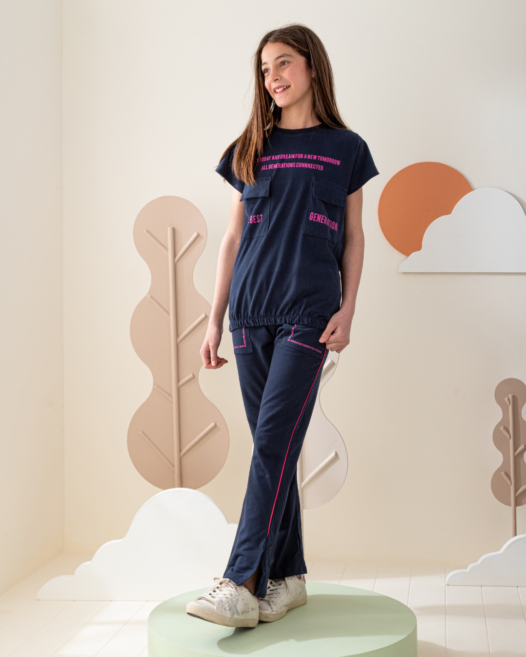 2 pocket بيجاما بناتي تيشرت و بنطلون