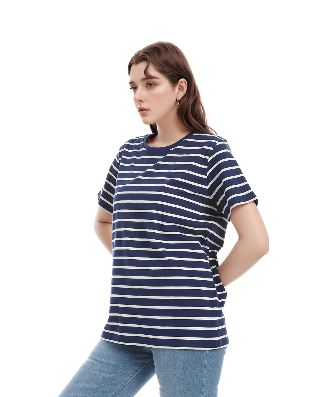 Lands End تي شيرت بيزك حريمي راوند