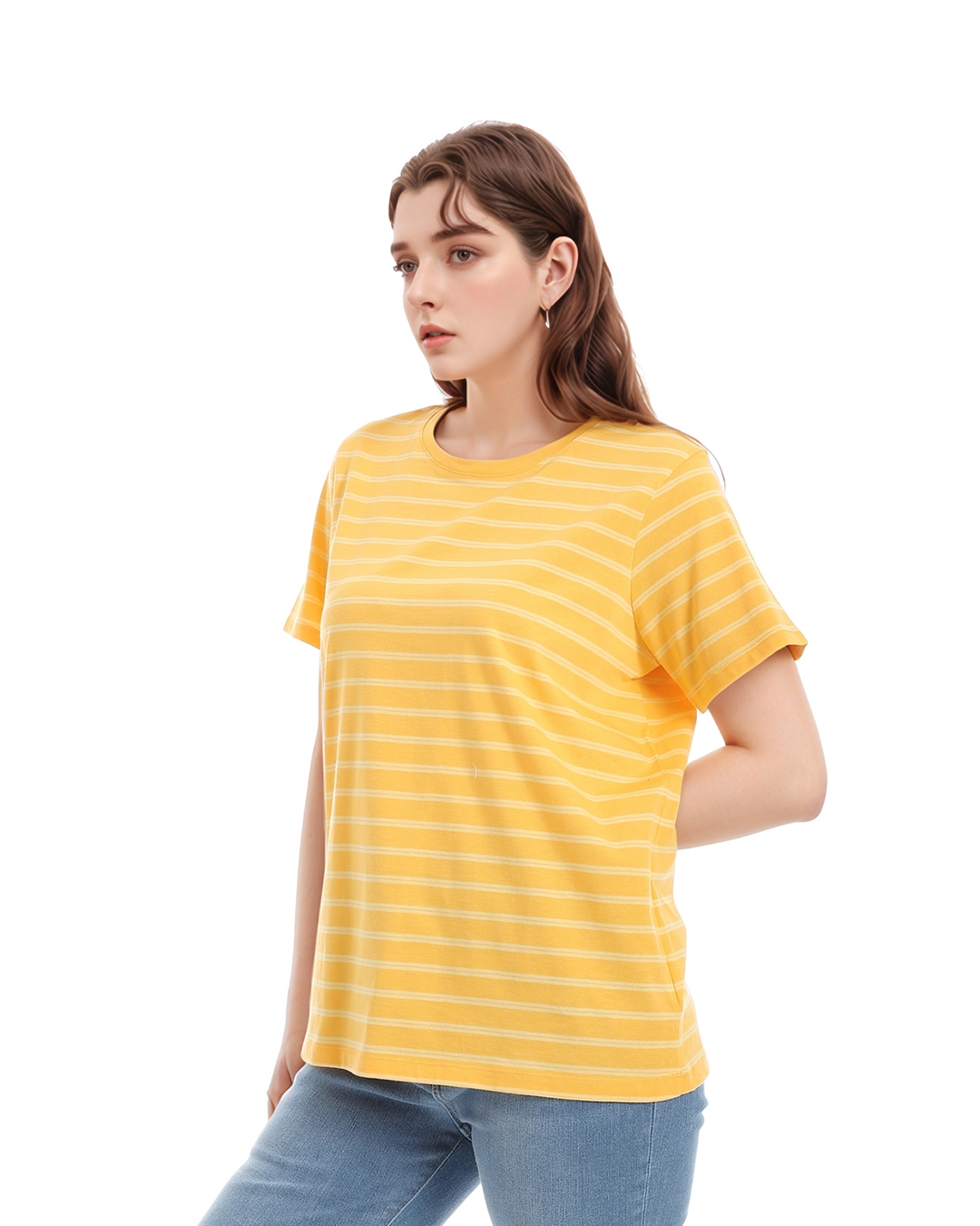 Lands End تي شيرت بيزك حريمي راوند