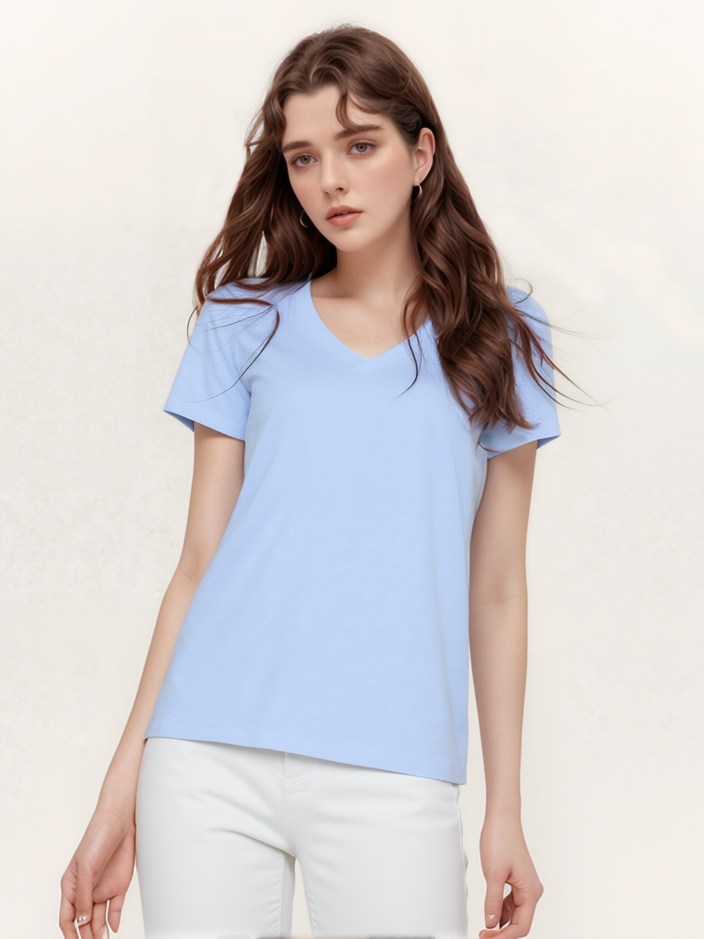 Lands End V ني شيرت بيزك حريمي