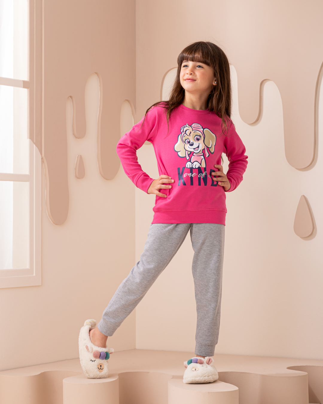 Kind girls set interlock print