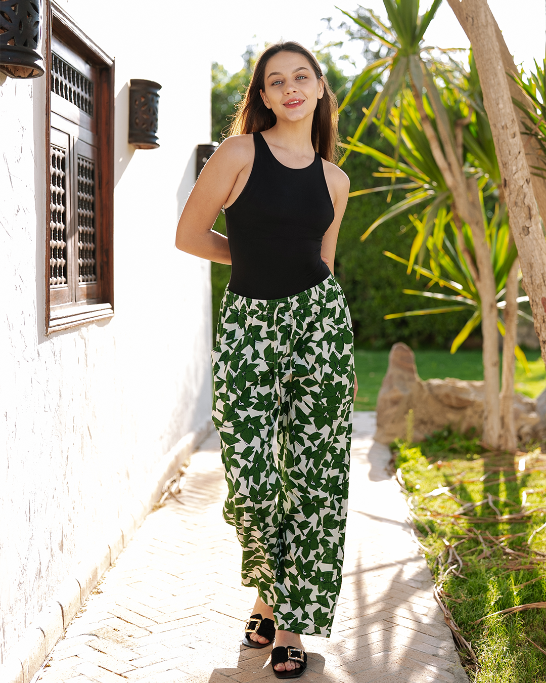 Multiple Prints بنطلون حريمي كتان