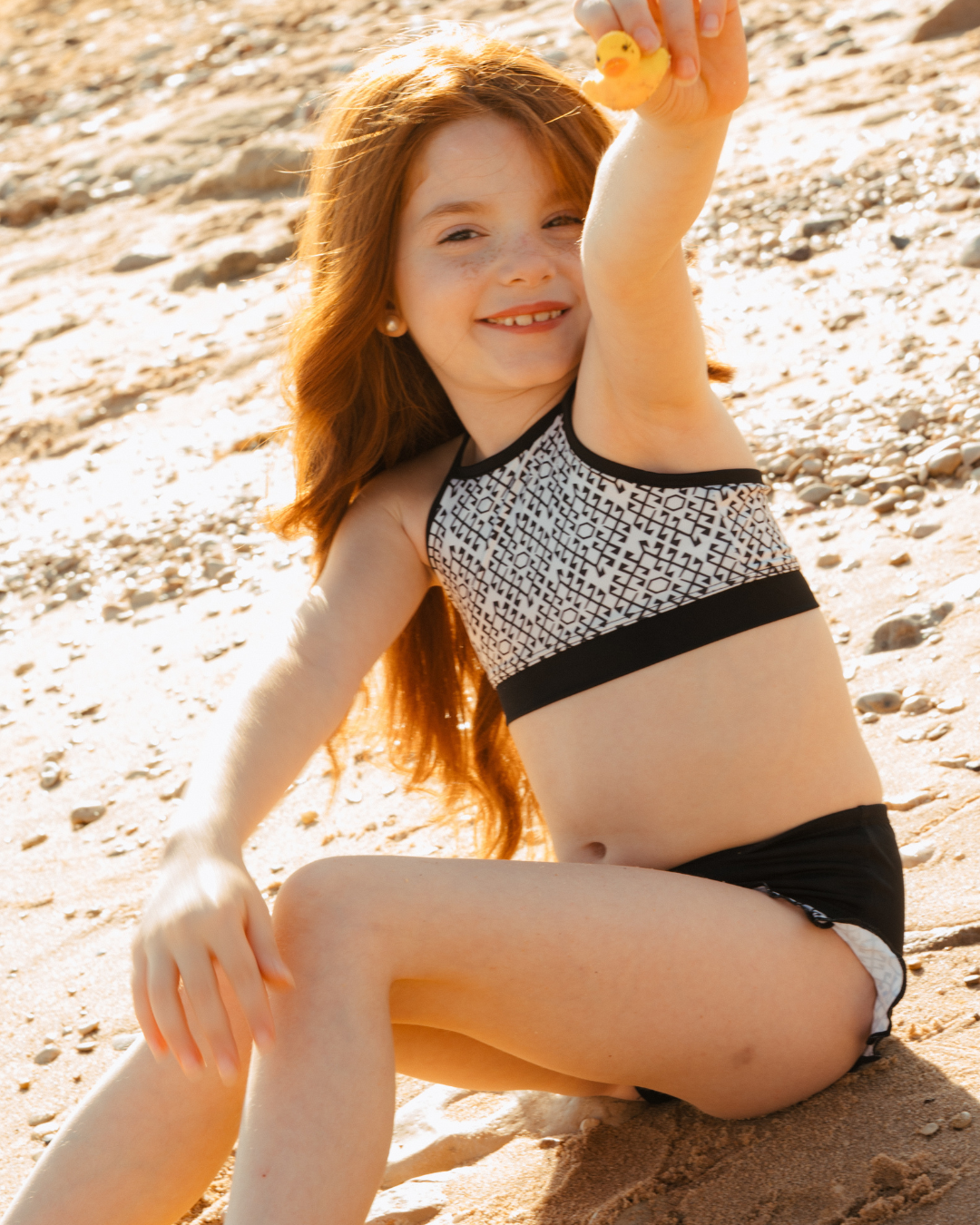 مايوه بوهو ابيض و اسود قطعتين