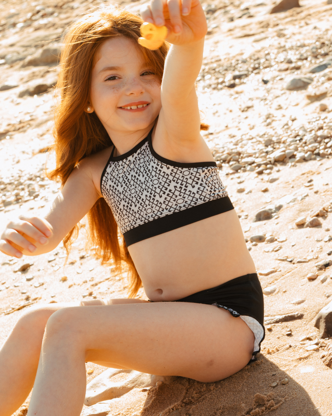 مايوه بوهو ابيض و اسود قطعتين