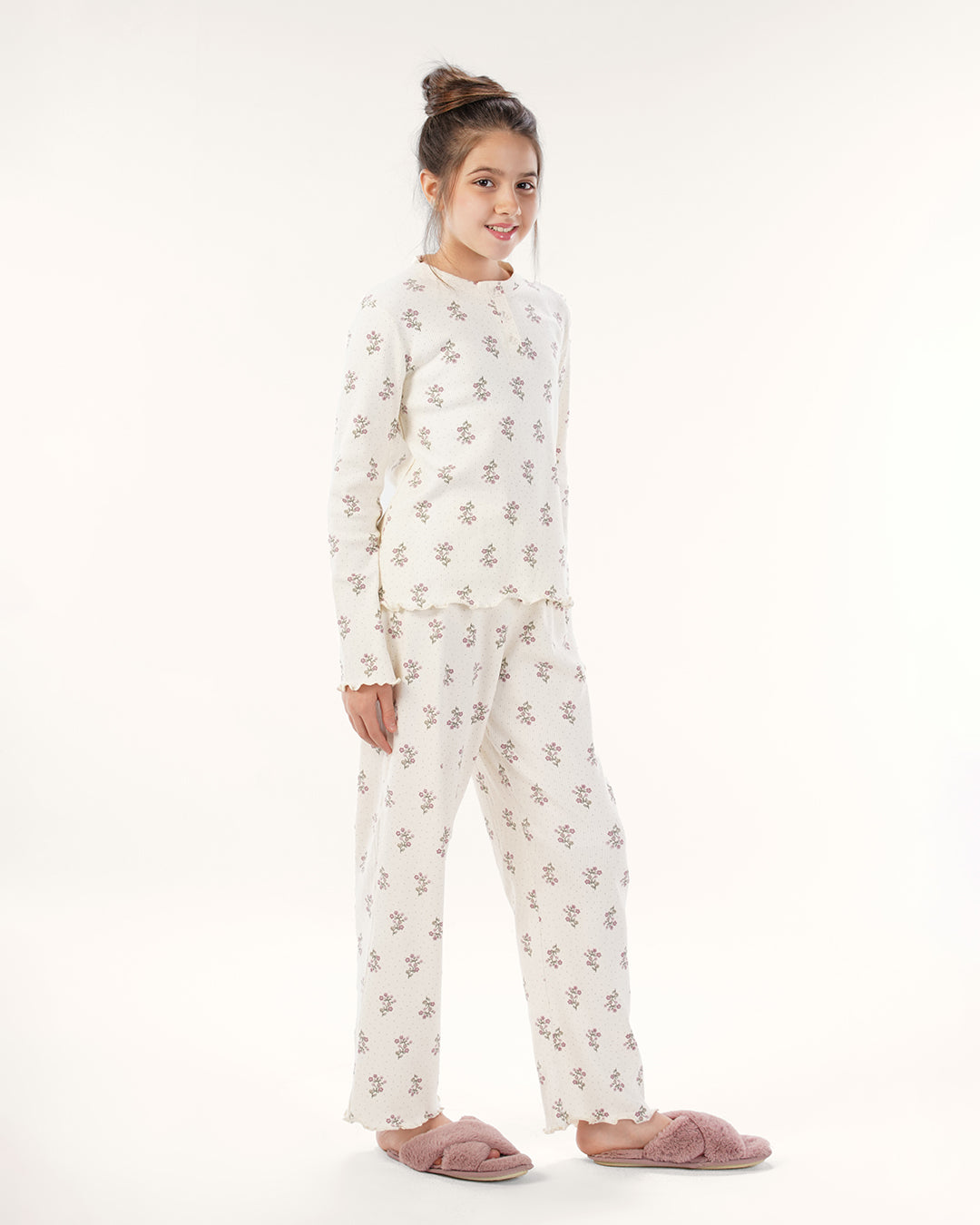 بيجاما بنطلون انتيرلوك ورود صغيره
