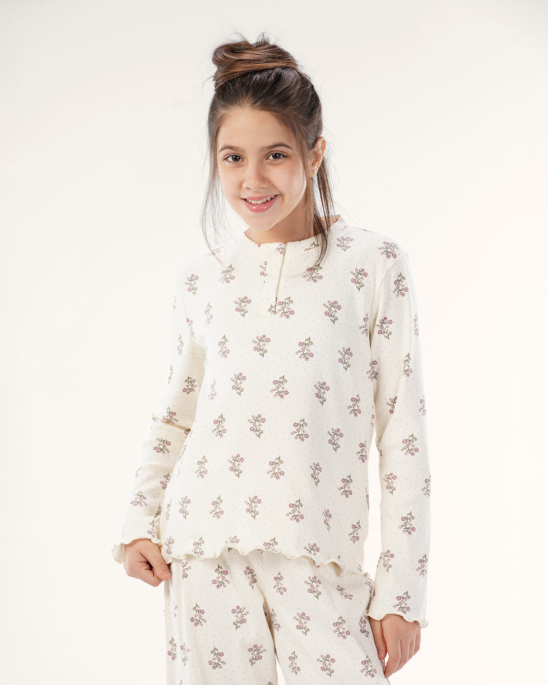 بيجاما بنطلون انتيرلوك ورود صغيره