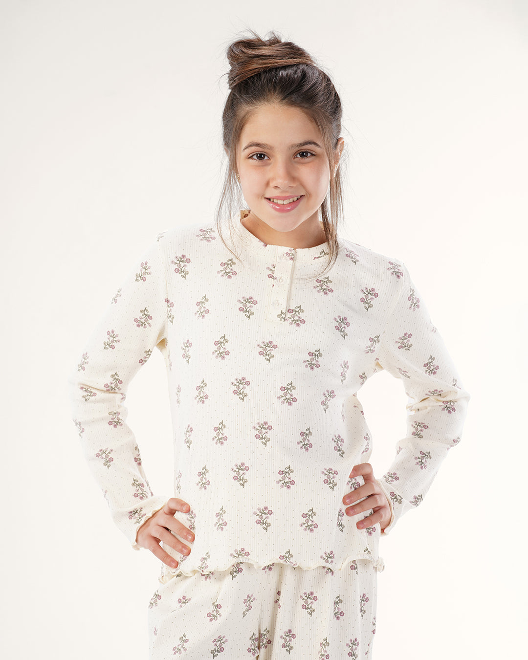 بيجاما بنطلون انتيرلوك ورود صغيره