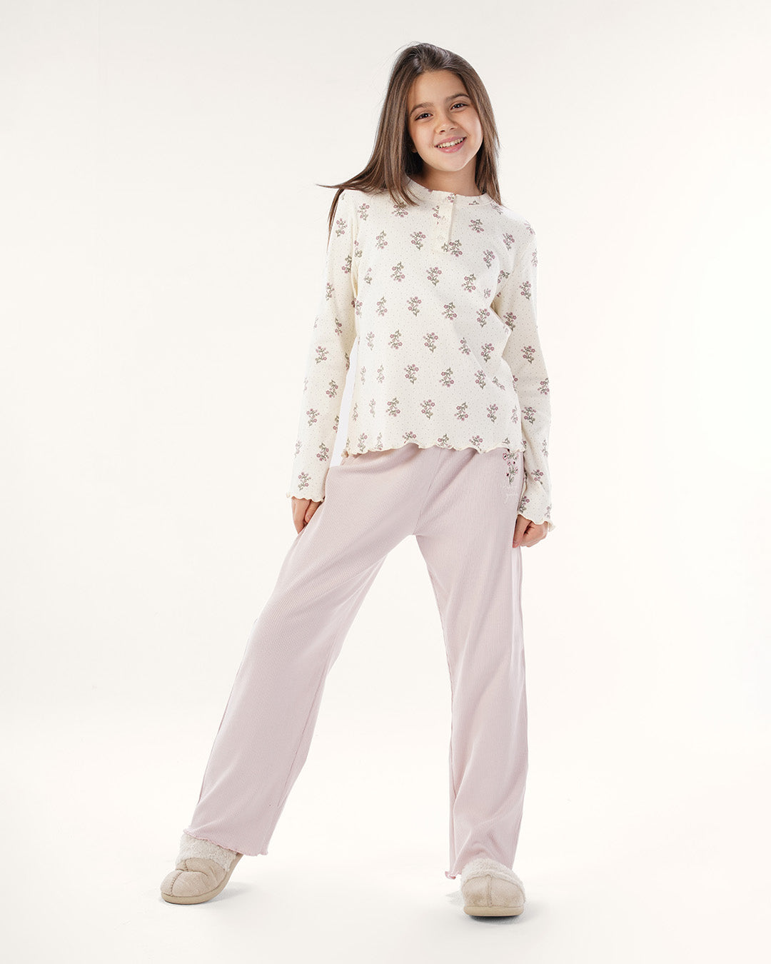 بيجاما بنطلون انتيرلوك ورود صغيره