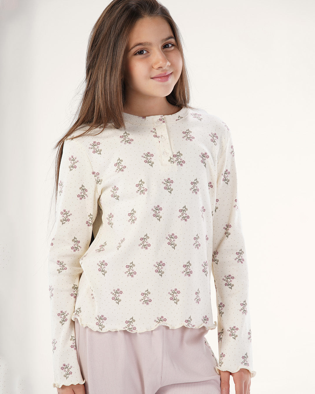 بيجاما بنطلون انتيرلوك ورود صغيره