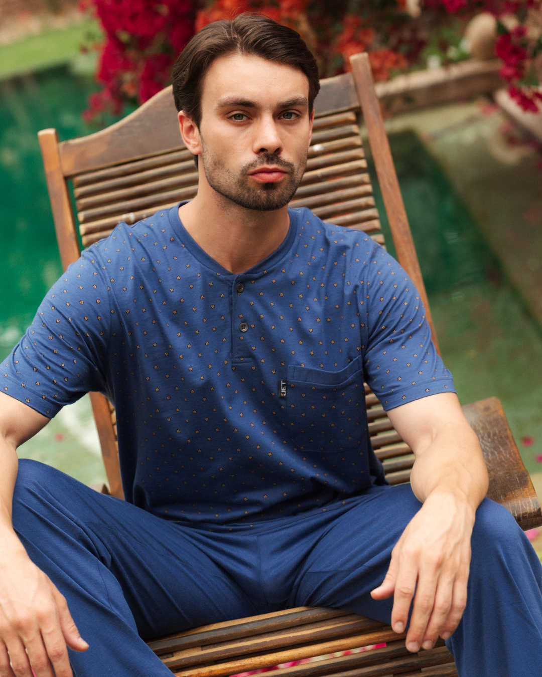 بيجاما رجالى مطبوع نصف كم و بنطلون ساده