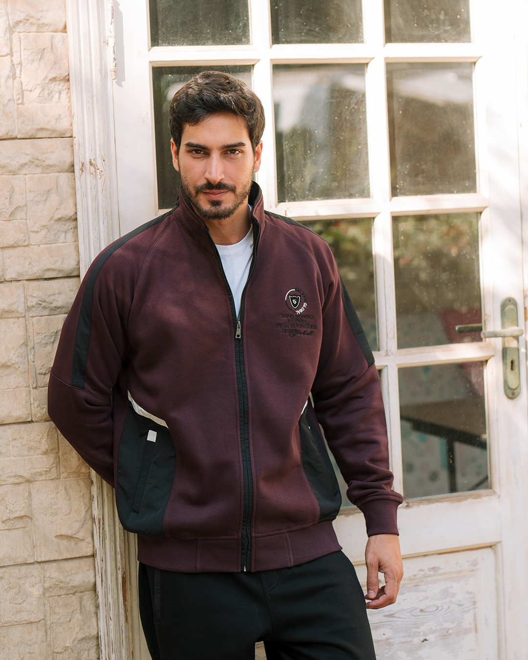 GLVINY GLOBAL بيجامه رجالي ياقة وبسوسته مفتوح وبجيوب