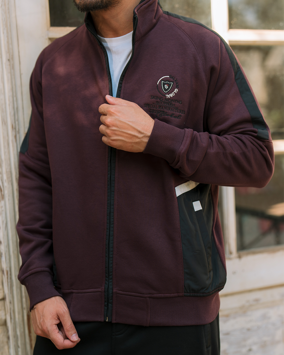 GLVINY GLOBAL بيجامه رجالي ياقة وبسوسته مفتوح وبجيوب