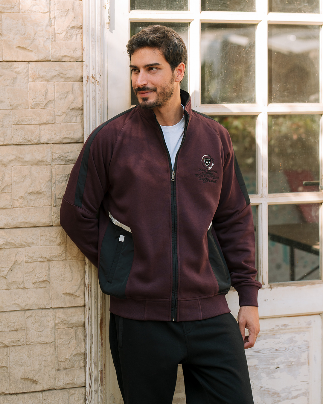 GLVINY GLOBAL بيجامه رجالي ياقة وبسوسته مفتوح وبجيوب