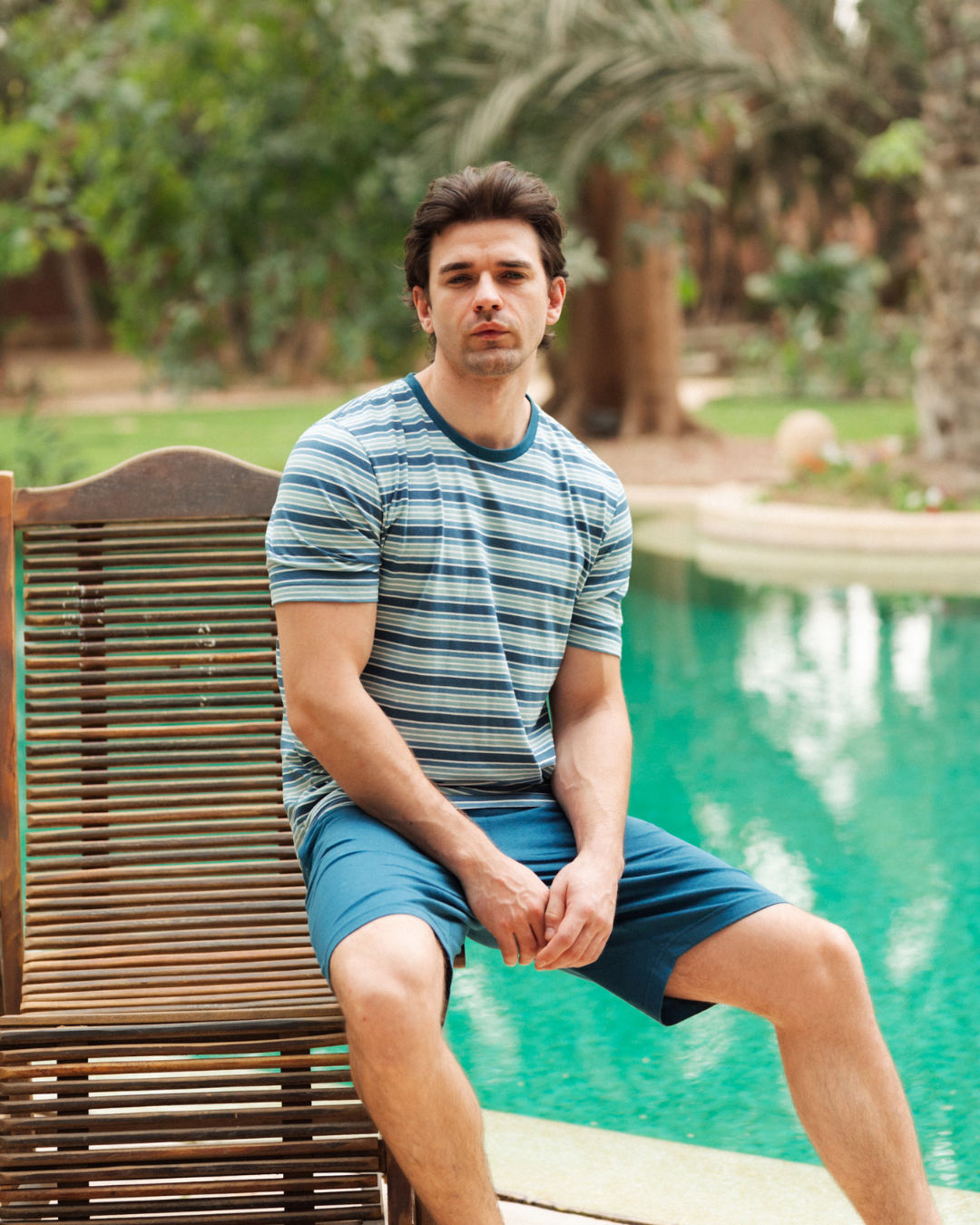 بيجاما رجالى سترايبر نصف كم و شورت ساده